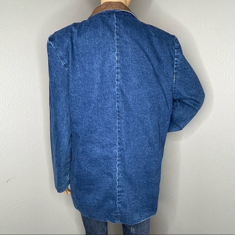 Vintage Forenza Blue Denim with Leather Collar Jacket Size Medium - Picture 12 of 16